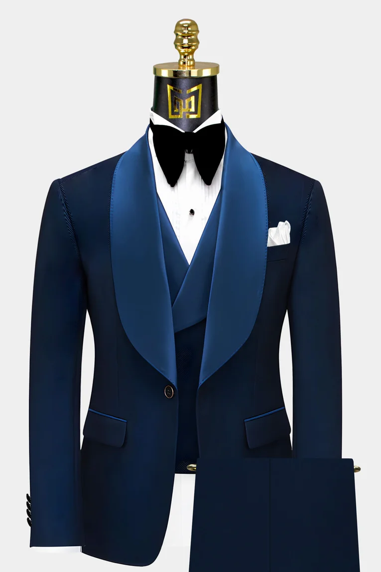 Bespoke navy wedding tuxedo