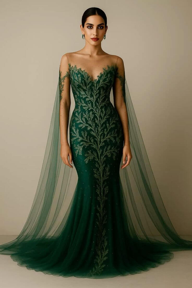 Custom Emerald Evening Gown